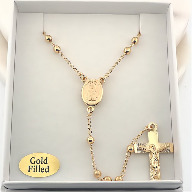Gold Miraculous Medal Rosary Necklace - Guadalupe Gifts