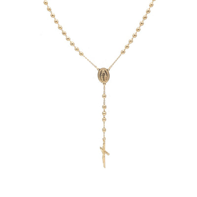 Gold-Plated Our Lady of Grace Unisex Rosary Necklace - Guadalupe Gifts