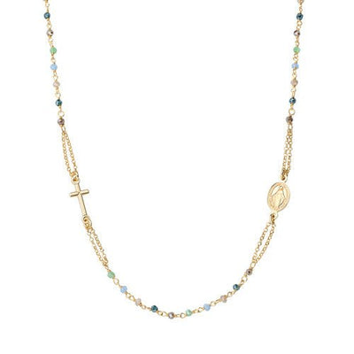Gold-Plated Silver Grace Necklace w/ Pastel Crystals - Guadalupe Gifts