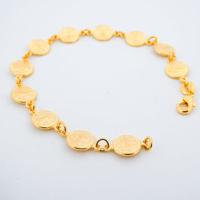 Gold-Plated St Benedict Coins Bracelet - Guadalupe Gifts