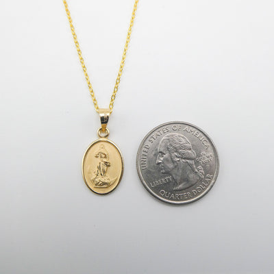 Gold Virgin Mary Oval Necklace - Guadalupe Gifts