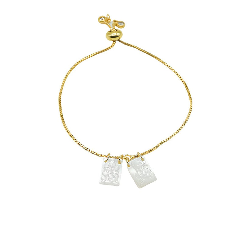 Mother of Pearl Gold-Plated Scapular Bracelet - Guadalupe Gifts