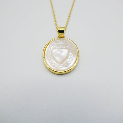Mother of Pearl Sacred Heart Necklace - Guadalupe Gifts