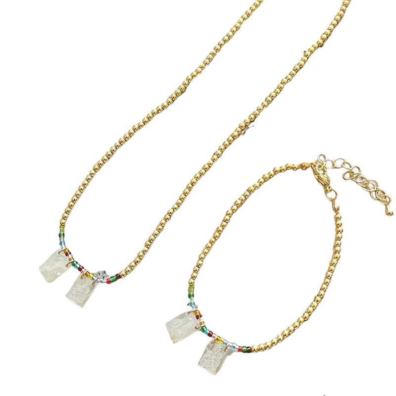 Mother of Pearl Scapular Necklace and Bracelet Set - Guadalupe Gifts