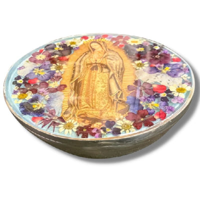 Our Lady of Guadalupe Grand Case w/ Pressed Flowers 4.7" x 1.75" x 4" - Guadalupe Gifts