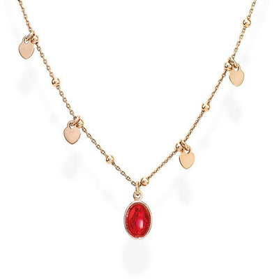 Rose Gold-Plated Silver Miracolosa Necklace w/ Red Enamel - Guadalupe Gifts