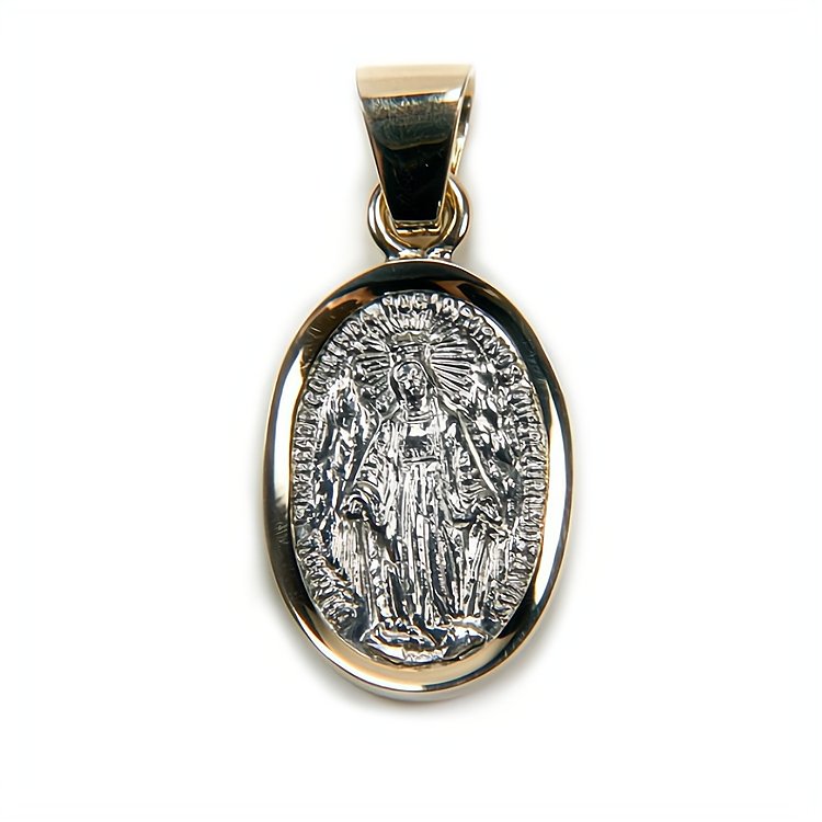Blessed Our Lady Of Guadalupe Miraculous Medal Pendant - 2.47 Inch Religious Jewelry In Sterling Silver