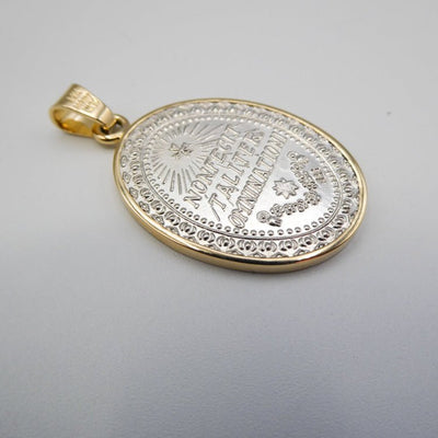 Silver 14k Gold Bezel Virgen de Guadalupe Large Medal - Guadalupe Gifts