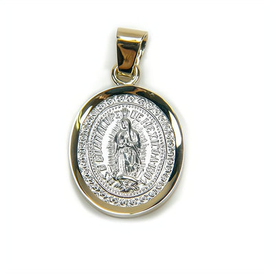 Silver 14k Gold Bezel Virgen de Guadalupe Medal - Guadalupe Gifts