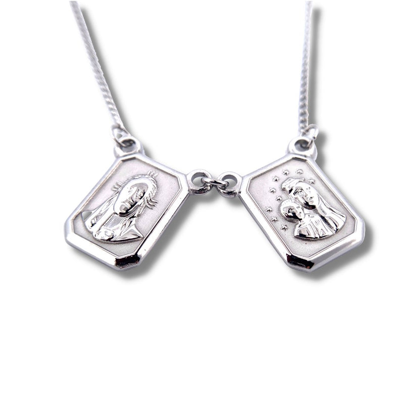 Silver Carmel Shiny Scapular Necklace for Men - Guadalupe Gifts