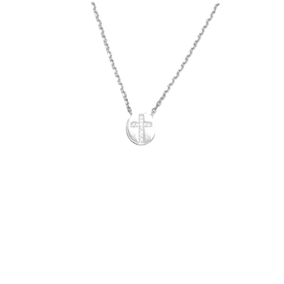 Silver Children's Necklace Medal Cross CZ 16" - Guadalupe Gifts