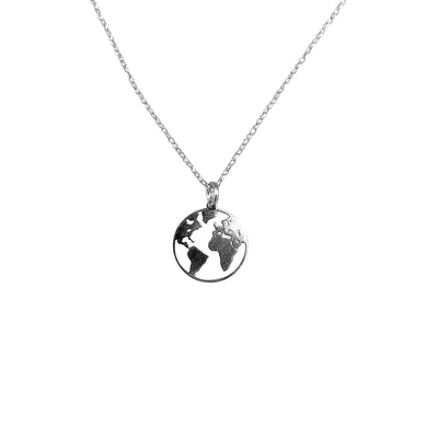 Silver Globe Charm Necklace - Guadalupe Gifts