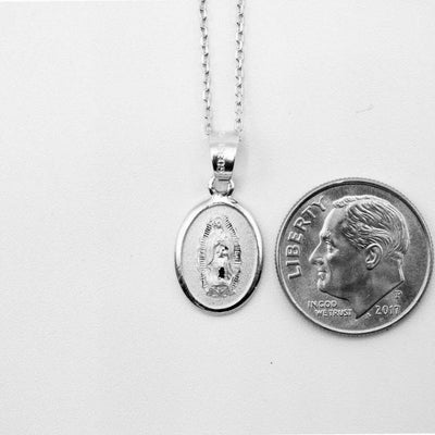 Silver Guadalupe Medal Mini Oval Necklace - Guadalupe Gifts