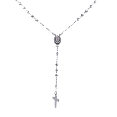 Silver Miraculous Medal Rosary Necklace 20-inch - Guadalupe Gifts