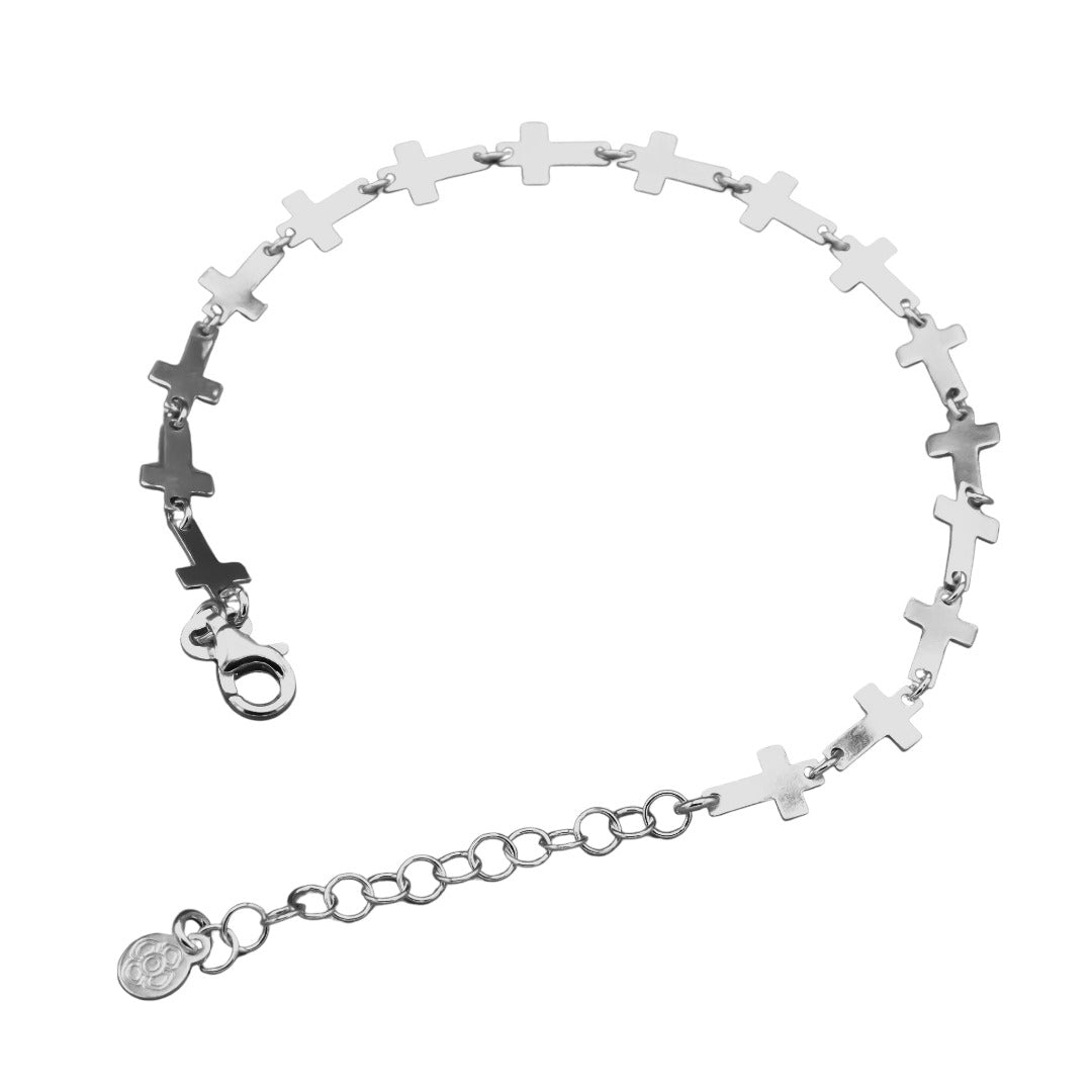 Silver Multi Cross Bracelet 7.5-inch – Guadalupe Gifts