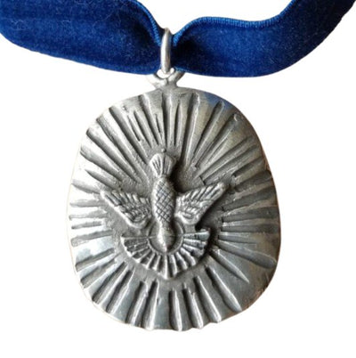 Silver-Plated Holy Spirit Velvet Necklace - Guadalupe Gifts