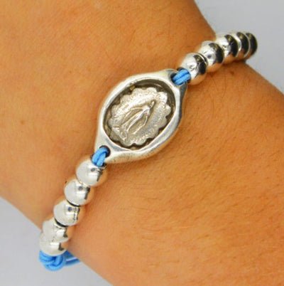Silver-Plated Miraculous Medal Decade String Bracelet - Guadalupe Gifts