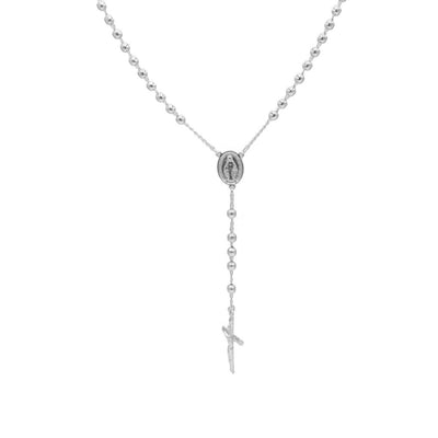 Silver-Plated Our Lady of Grace Rosary Necklace - Guadalupe Gifts