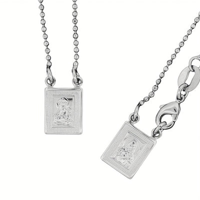 Silver-Plated Scapular Dainty Necklace for Girls & Boys - Guadalupe Gifts