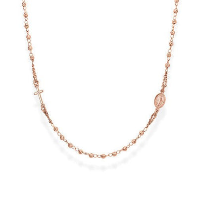 Silver Rosary Choker w/ Diamond-Cut Beads - Guadalupe Gifts