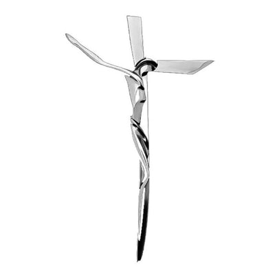 Silver Serpentine Wall Crucifix - 18" - Guadalupe Gifts