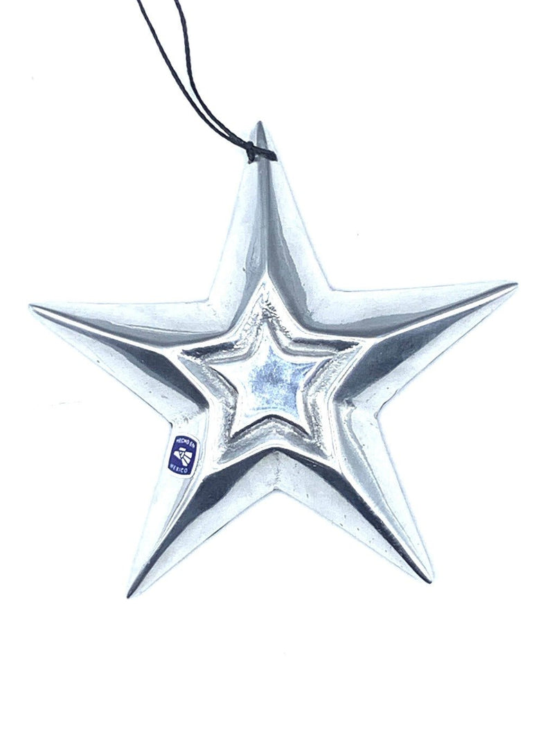 Star Shaped Pewter Ornament w/ Pressed Flowers 4.3" x 4.3" - Guadalupe Gifts