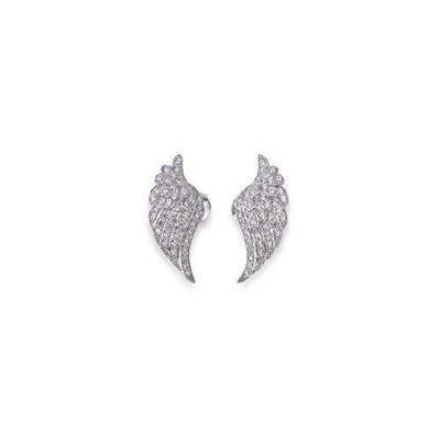 Sterling Silver white zirconia Angel Wings earrings - Guadalupe Gifts