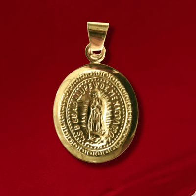 14k Gold Bezel Virgen de Guadalupe Medal 0.9" x 0.8" - Guadalupe Gifts
