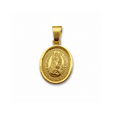 14k Gold Bezel Virgen de Guadalupe Small Medal 0.8" X 0.6" - Guadalupe Gifts