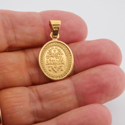 14k Gold Bezel Virgen de Guadalupe Small Medal 0.8" X 0.6" - Guadalupe Gifts
