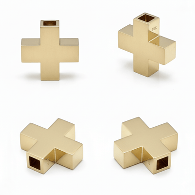 14k Gold Greek Matte Finish Cross Pendant 0.6" X 0.6" X 0.2" - Guadalupe Gifts