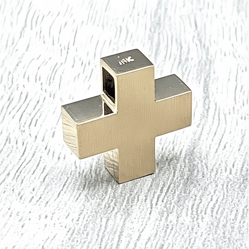 14k Gold Greek Matte Finish Cross Pendant 0.6" X 0.6" X 0.2" - Guadalupe Gifts