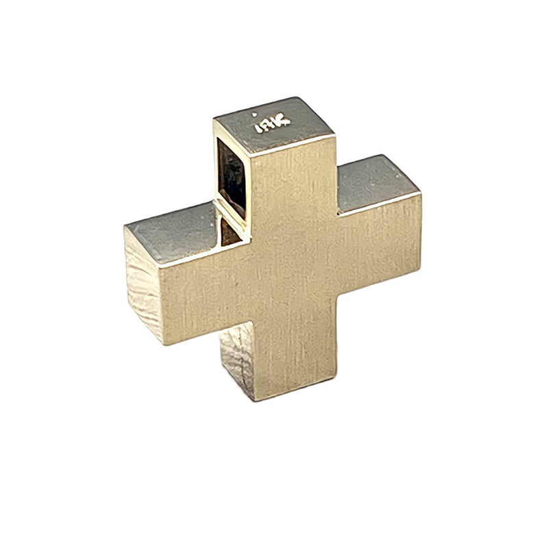 14k Gold Greek Matte Finish Cross Pendant 0.6" X 0.6" X 0.2" - Guadalupe Gifts