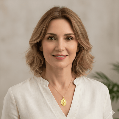 14k Gold Miraculous Medal Large Pendant 1" x 0.6" - Guadalupe Gifts