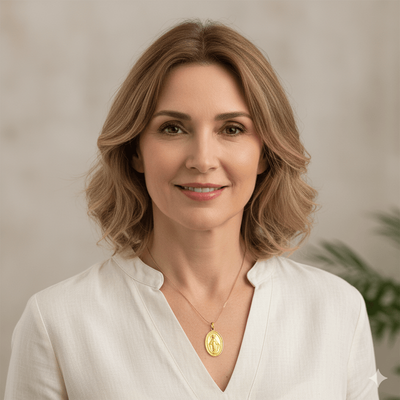 14k Gold Miraculous Medal Large Pendant 1" x 0.6" - Guadalupe Gifts