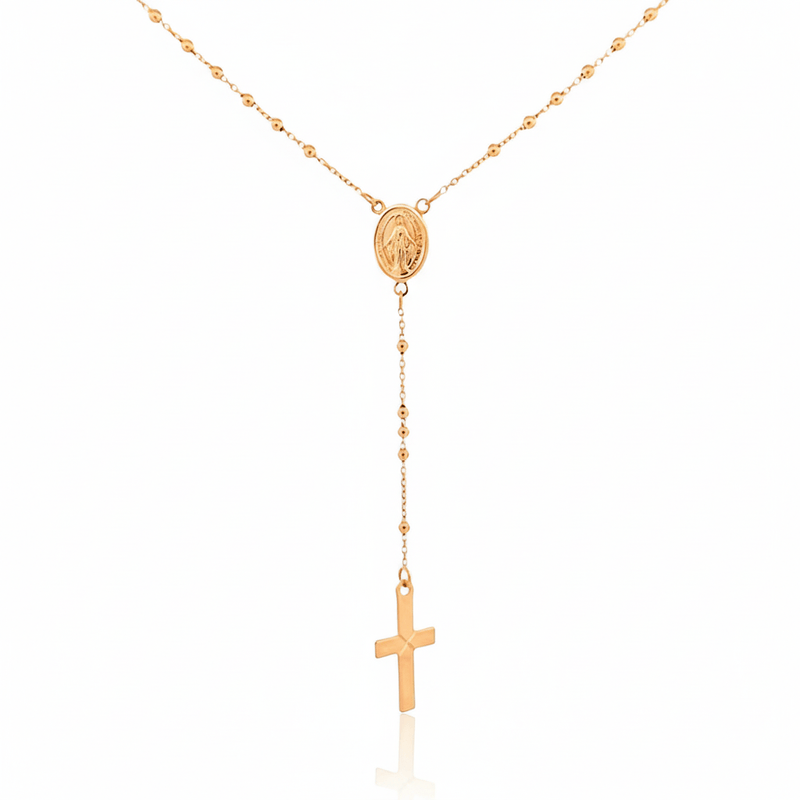 14k Gold Rosary Necklace 18 - inch - Guadalupe Gifts