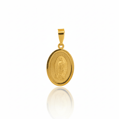14k Gold Virgen de Guadalupe Oval Pendant 0.4" X 0.6" - Guadalupe Gifts