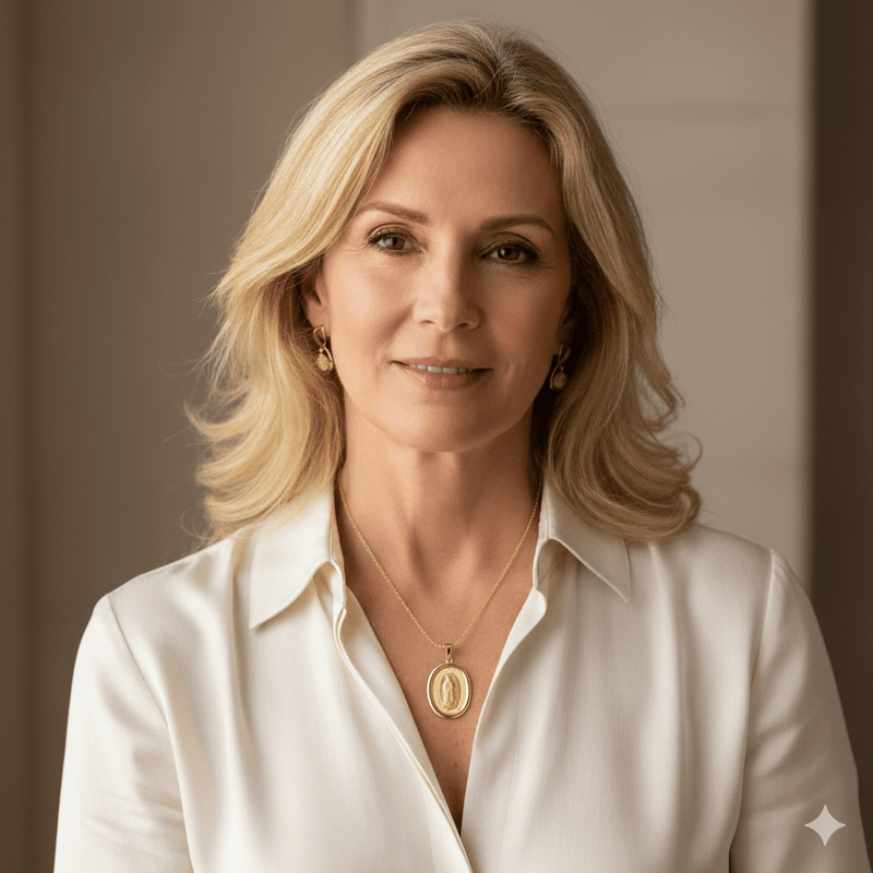 14k Gold Virgen de Guadalupe Oval Pendant 0.5" X 0.8" - Guadalupe Gifts