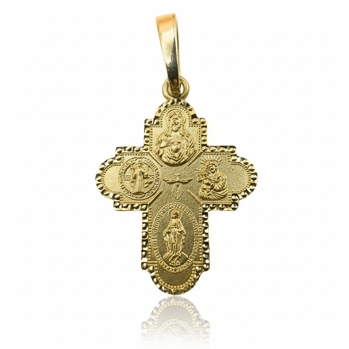 14K Gold Four-Way Cross Pendant | Catholic Medal Made in Italy