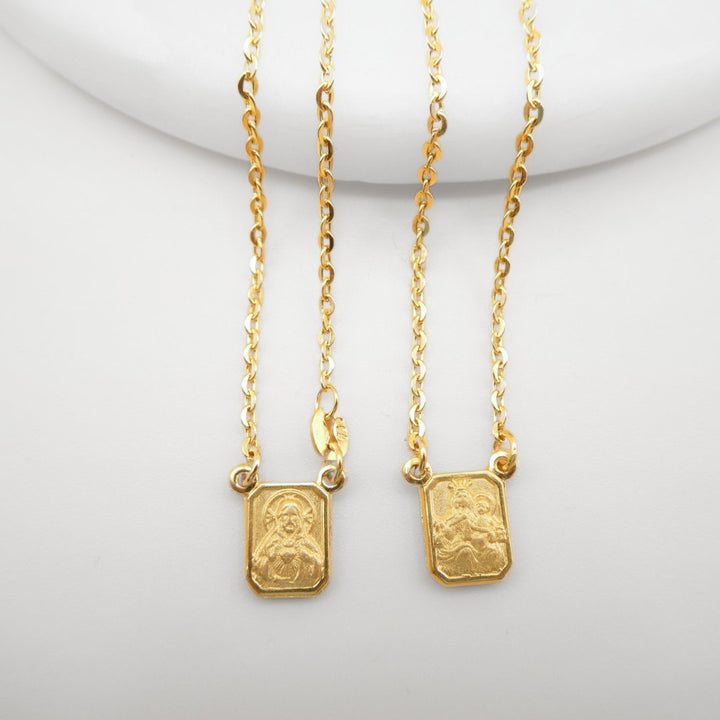 Dainty 18k Yellow Gold Scapular Jewelry (24