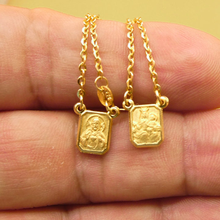 Dainty 18k Yellow Gold Scapular Jewelry (24