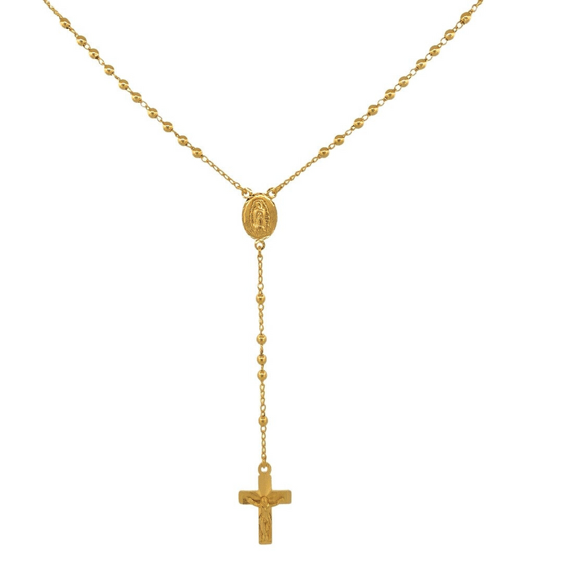 Gold Guadalupe Rosary Necklace 18-inch