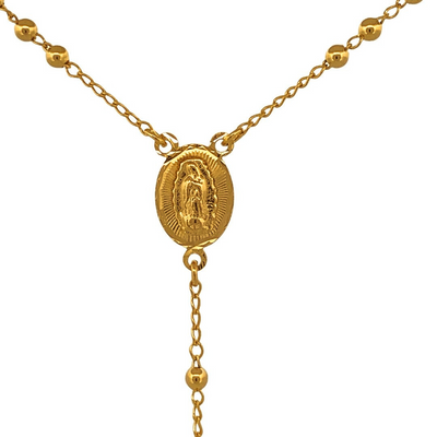 Gold Guadalupe Rosary Necklace 18-inch