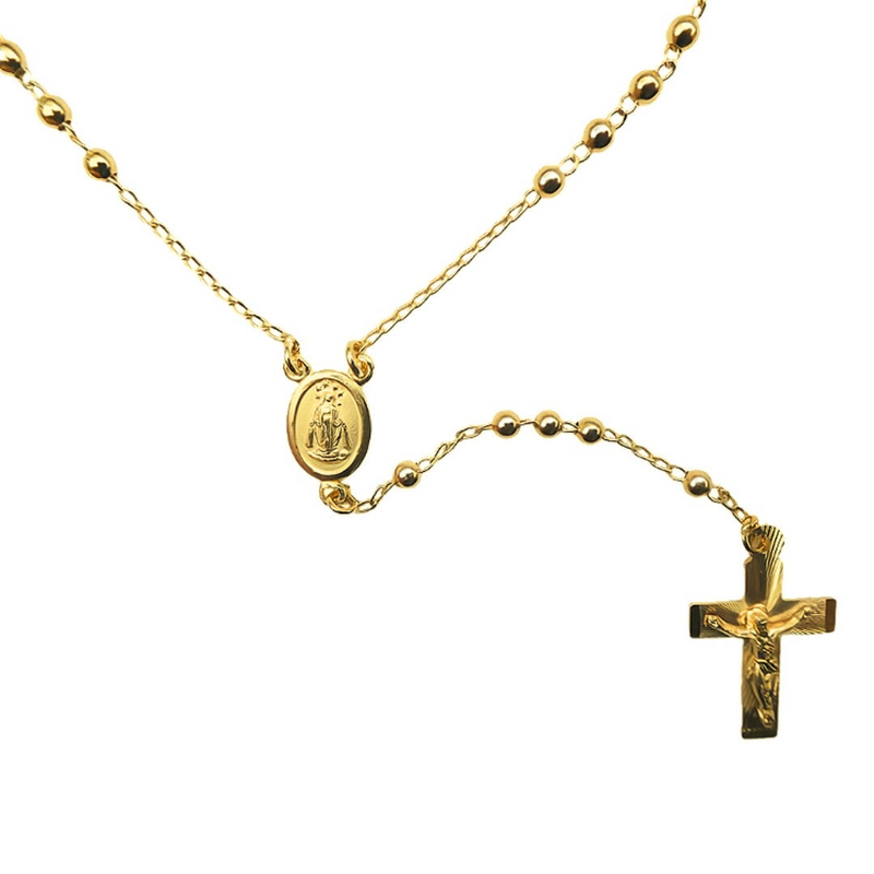 Gold Miraculous Medal Rosary Necklace 18-inch