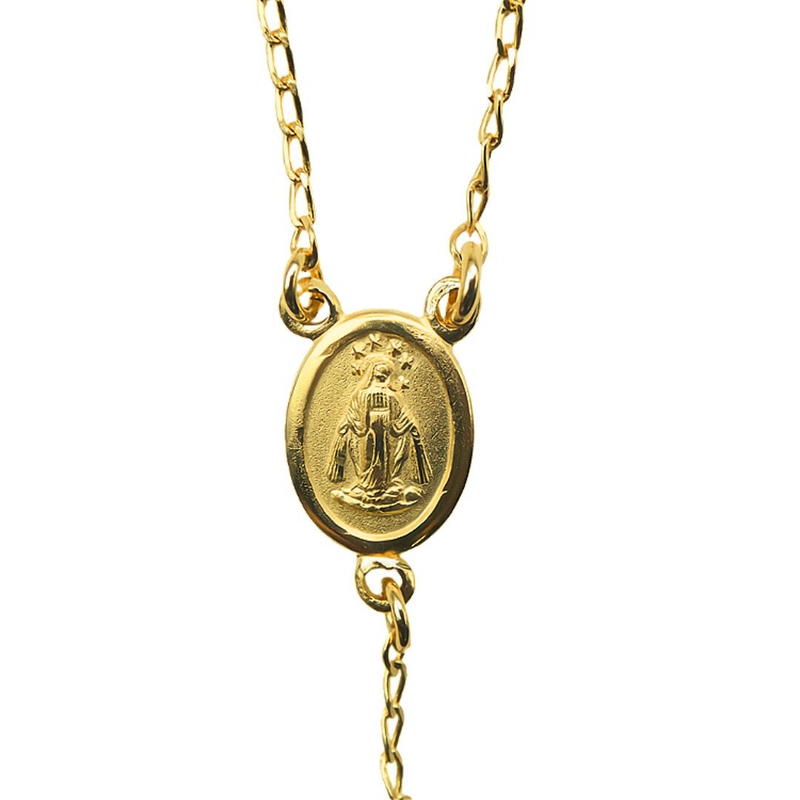 Gold Miraculous Medal Rosary Necklace 18-inch