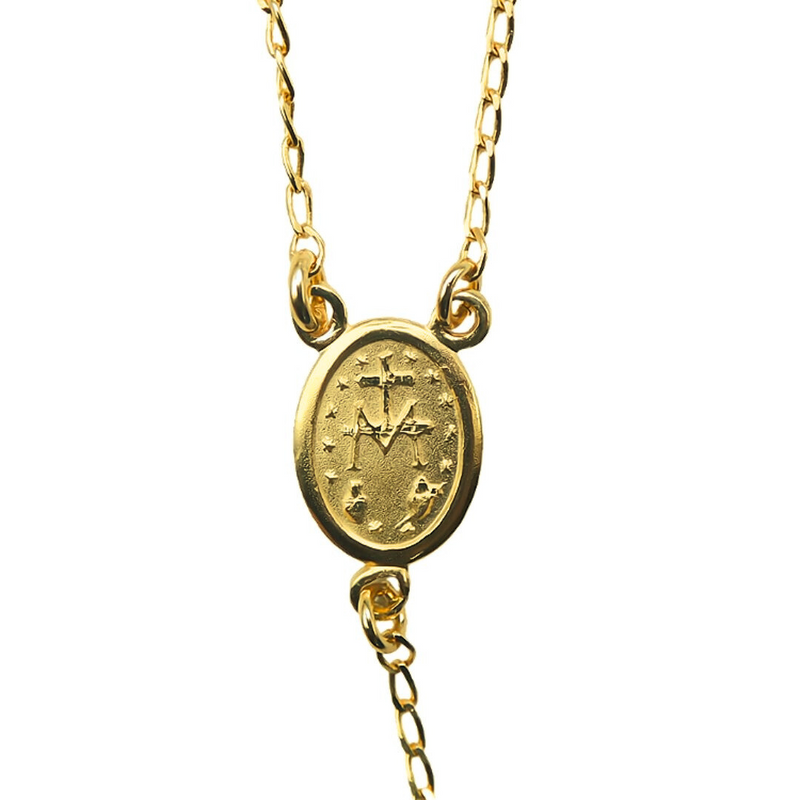 Gold Miraculous Medal Rosary Necklace 18-inch