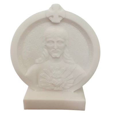 Alabaster Sacred Heart of Jesus Plaque 3.5" - Guadalupe Gifts