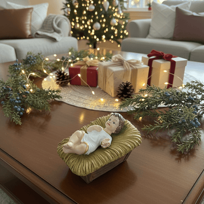 Baby Jesus Figurine for Christmas Nativity – Handcrafted Resin Statue 1.6" x 3.2" x 1.9" - Guadalupe Gifts