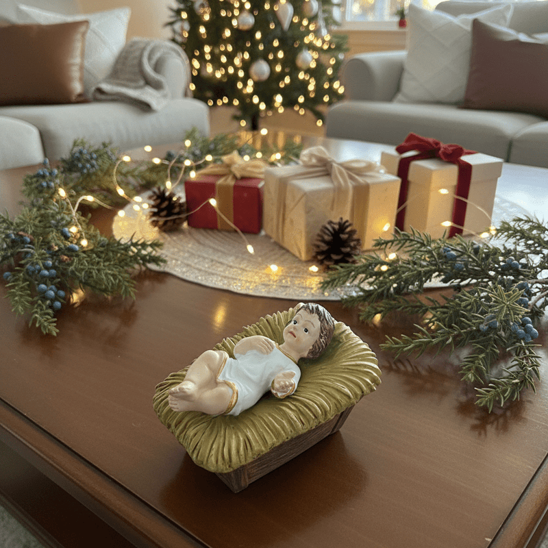 Baby Jesus Figurine for Christmas Nativity – Handcrafted Resin Statue 1.6" x 3.2" x 1.9" - Guadalupe Gifts