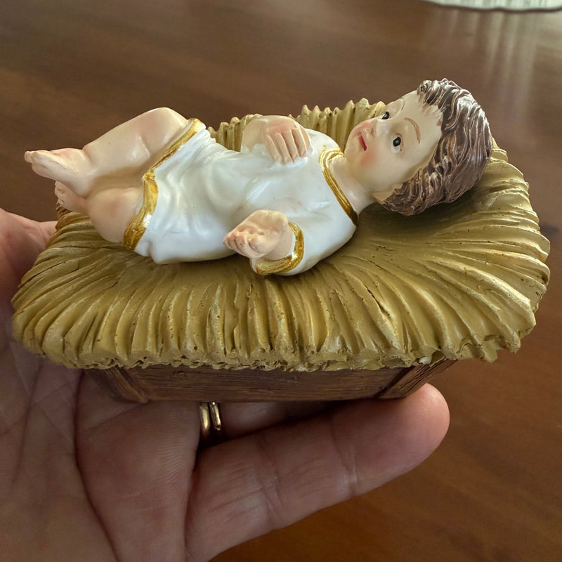 Baby Jesus Figurine for Christmas Nativity – Handcrafted Resin Statue 1.6" x 3.2" x 1.9" - Guadalupe Gifts